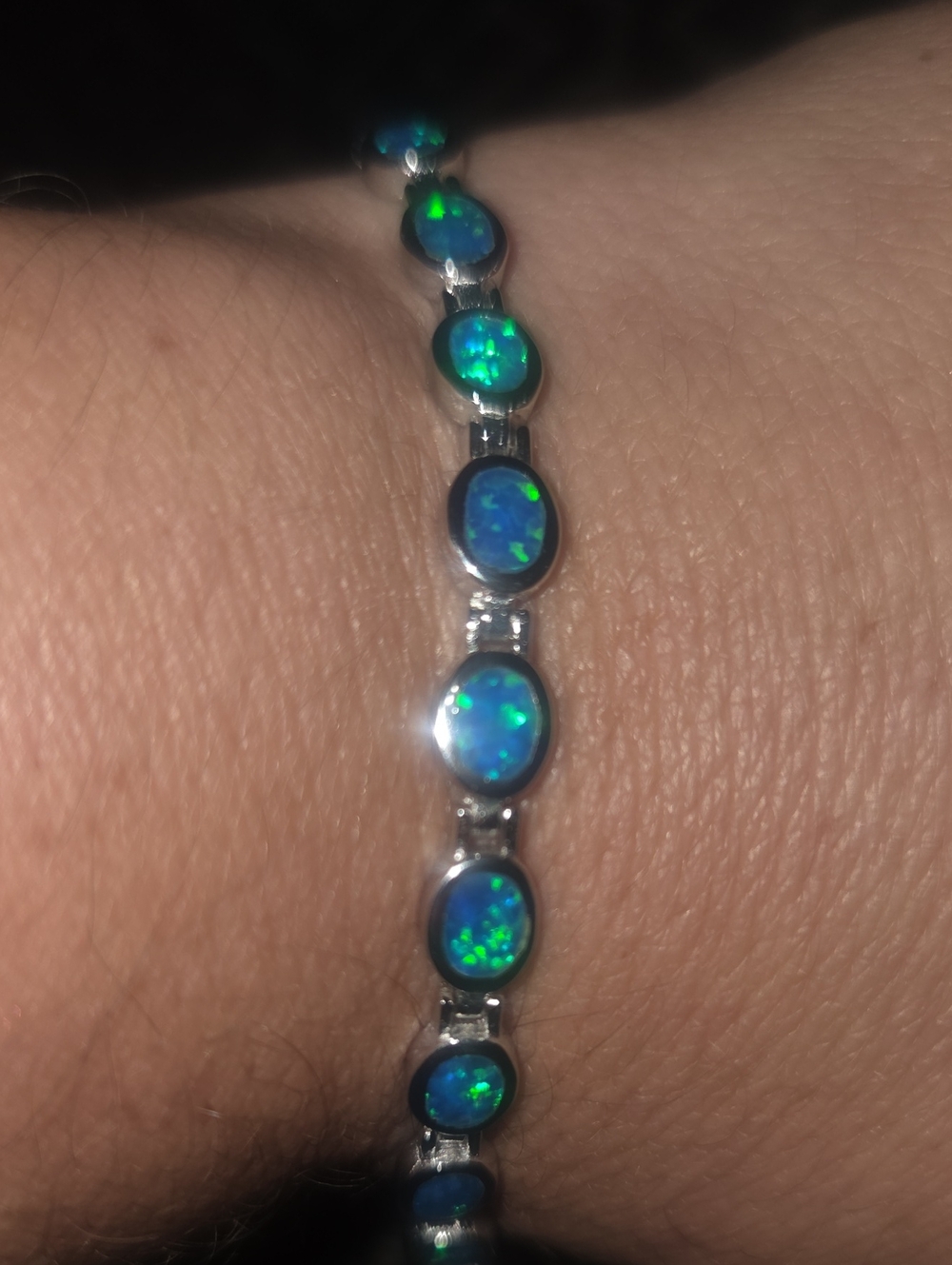 Sterling Silver Opal Bracelet Links